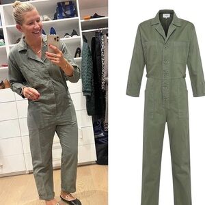 Tanner Long Sleeve Jumpsuit in Vine Green Size Medium